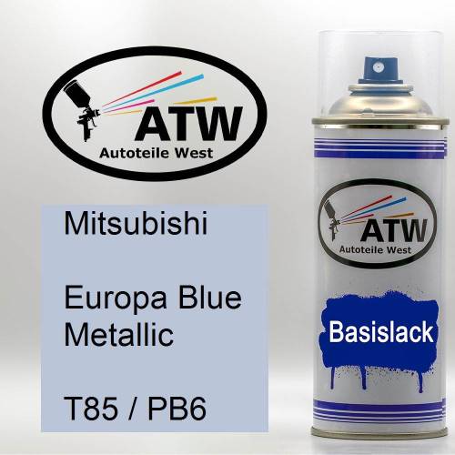 Mitsubishi, Europa Blue Metallic, T85 / PB6: 400ml Sprühdose, von ATW Autoteile West.